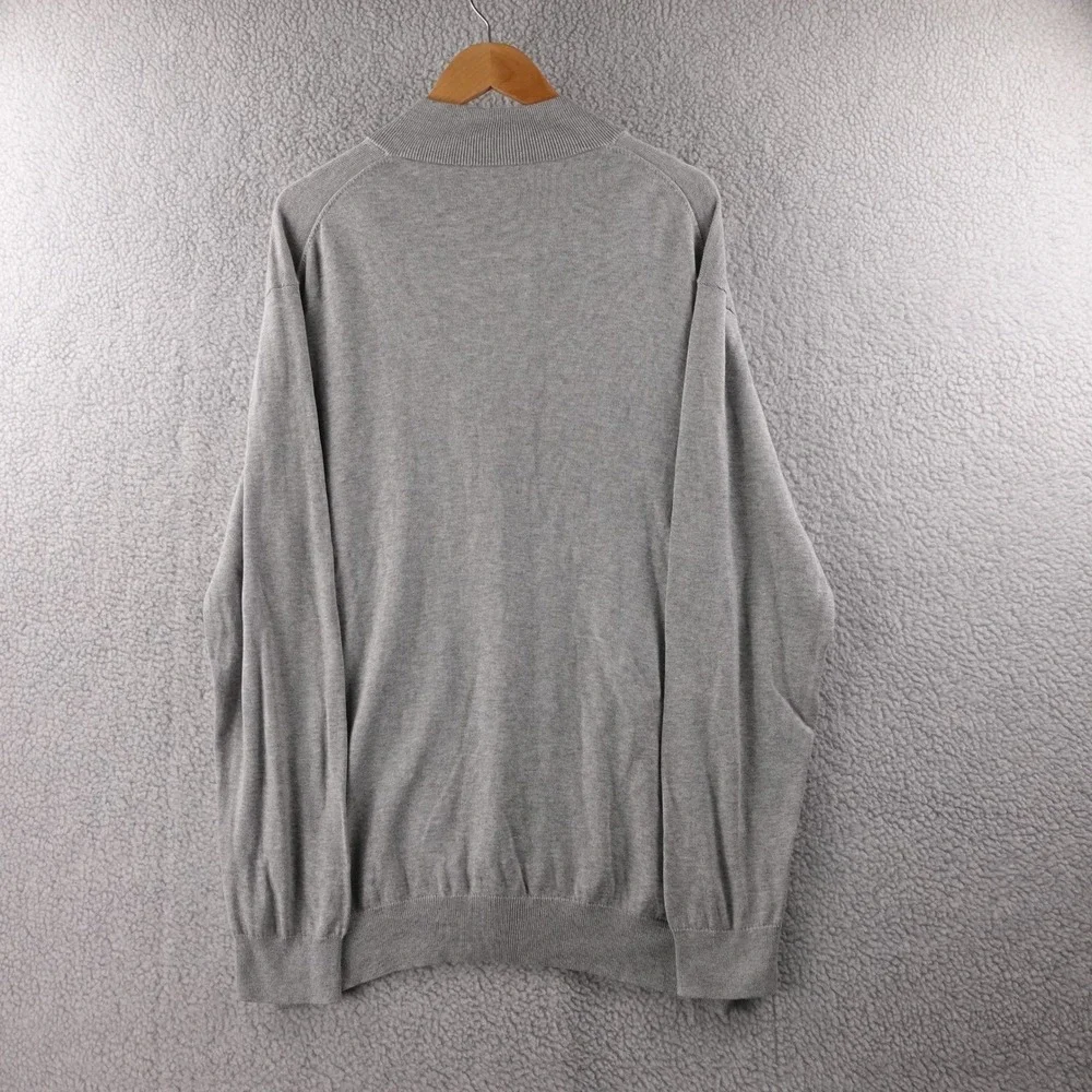 Vineyard Vines Mens Gray Cotton Cashmere‎ 1/4 Zip Mock Neck Sweater XXL